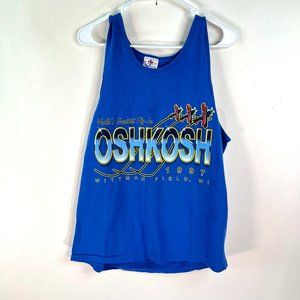 Oshkosh Fly In 1997 Tank Top Adult Large Blue AOP TSF Tag Vintage